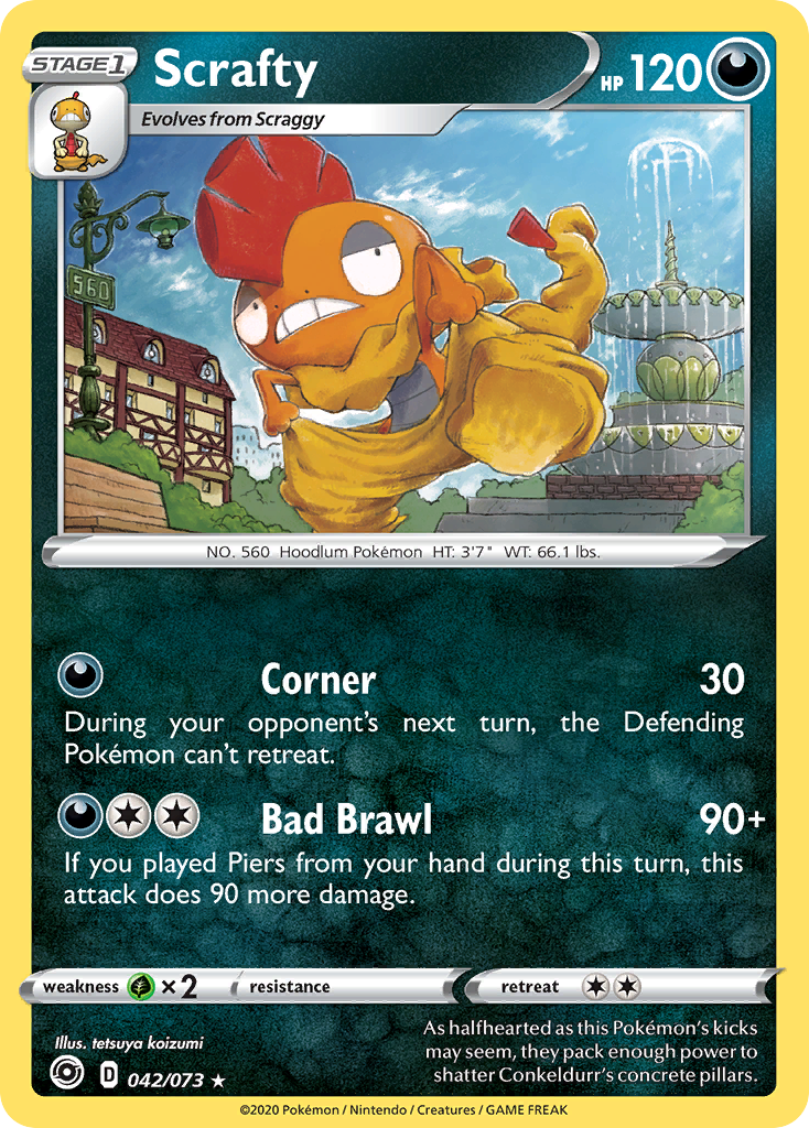 Scrafty 42/73 Rare Holo | Champion's Path | Pokemon Card