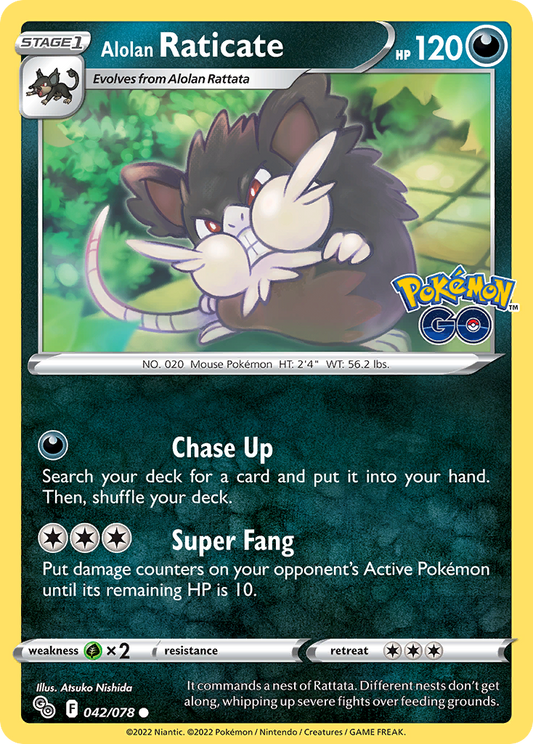 Alolan Raticate 42/78 Common | Pokémon GO | Pokemon Card