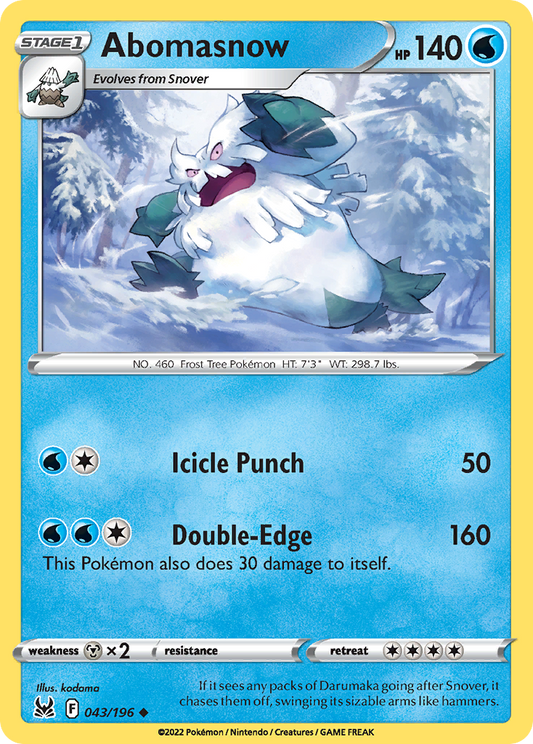 Abomasnow 43/196 Uncommon | Lost Origin | Pokemon Card