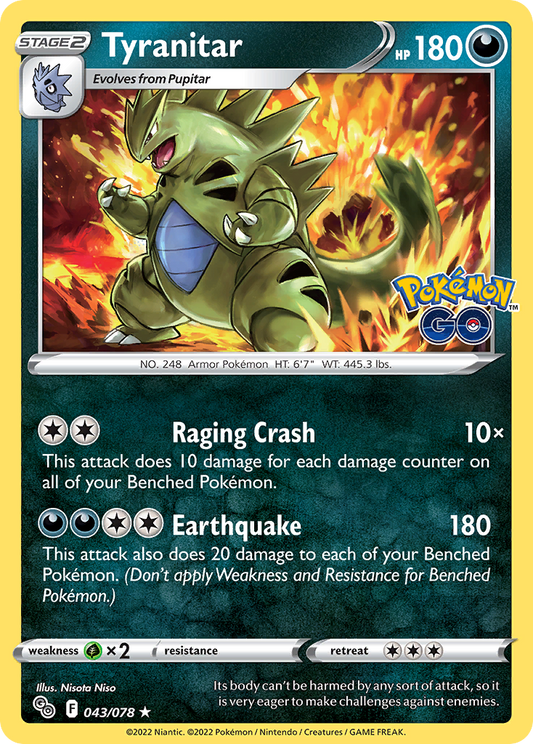 Tyranitar 43/78 Rare Holo | Pokémon GO | Pokemon Card