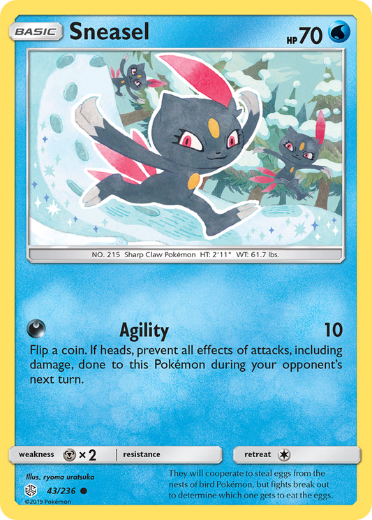 Sneasel 43/236 Common | Cosmic Eclipse | Pokemon Card