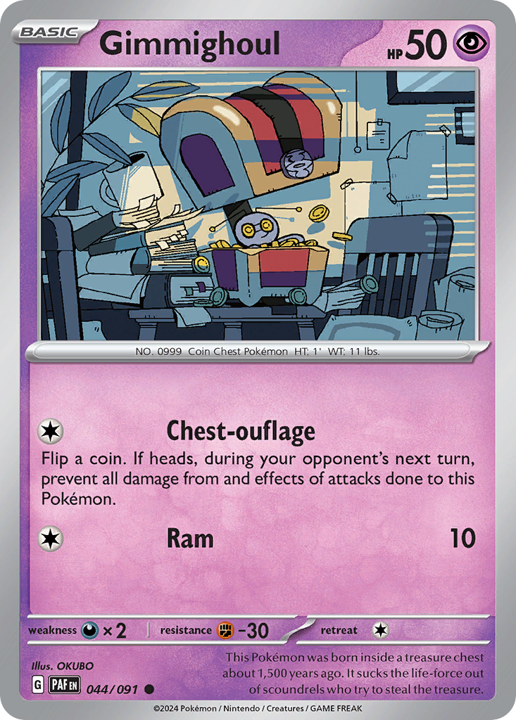 Gimmighoul 44/91 Common | Paldean Fates | Pokemon Card