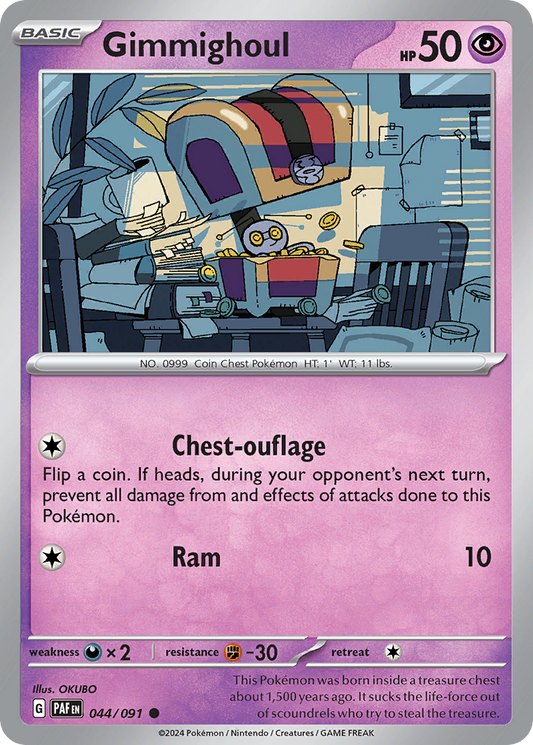 Gimmighoul 44/91 Common | Paldean Fates | Pokemon Card