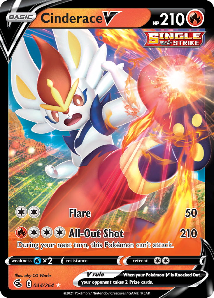 Cinderace V 44/264 Rare Holo V | Fusion Strike | Pokemon Card