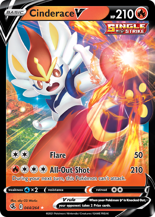 Cinderace V 44/264 Rare Holo V | Fusion Strike | Pokemon Card