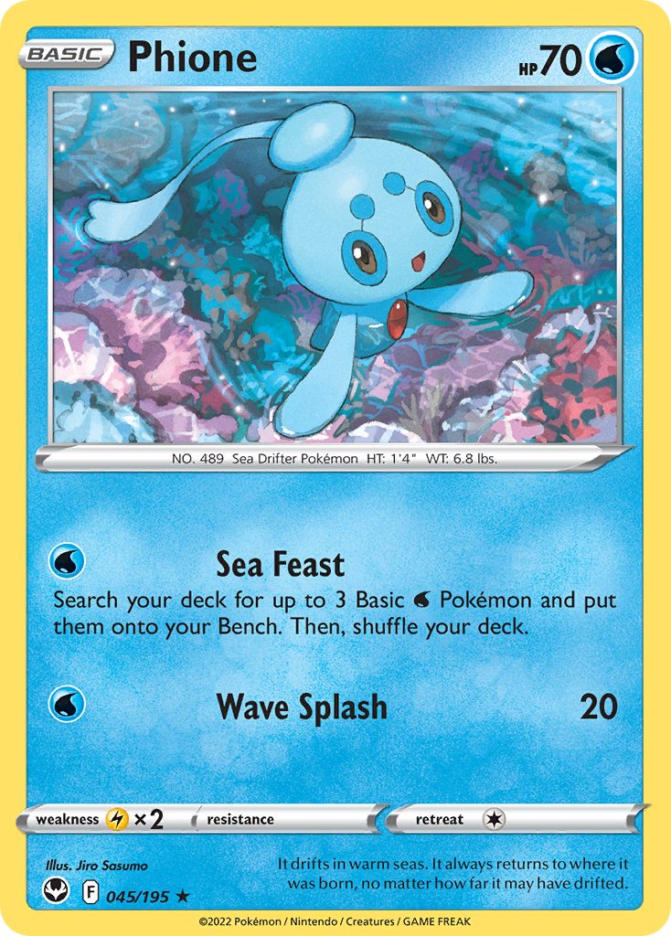 Phione 45/195 Rare | Silver Tempest | Pokemon Card