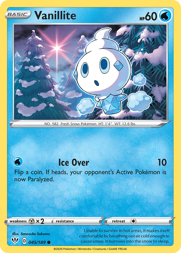 Vanillite 45/189 Common | Darkness Ablaze | Pokemon Card