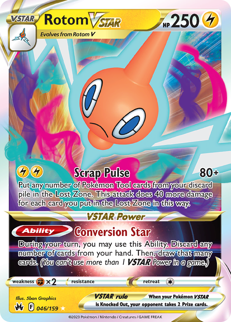 Rotom VSTAR 46/159 Rare Holo VSTAR | Crown Zenith | Pokemon Card