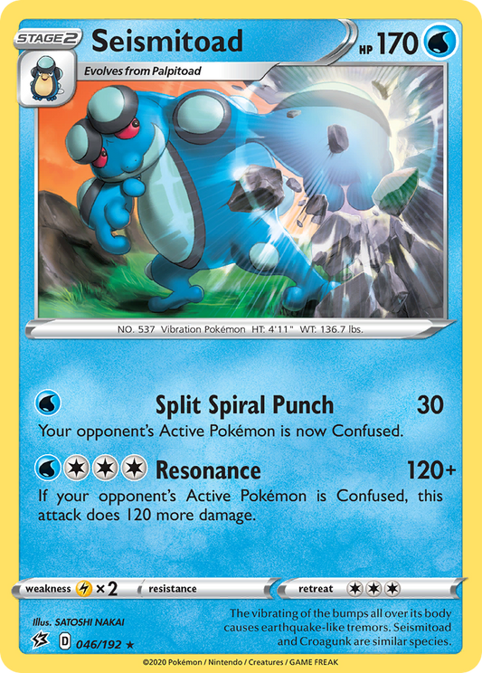 Seismitoad 46/192 Rare | Rebel Clash | Pokemon Card