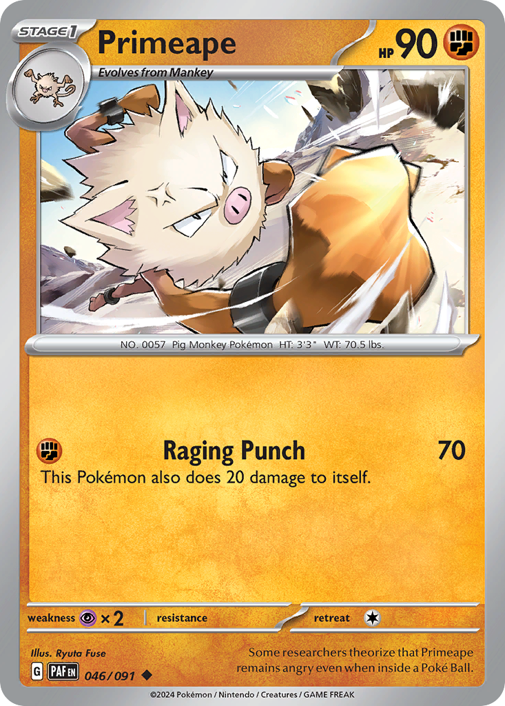 Primeape 46/91 Uncommon | Paldean Fates | Pokemon Card