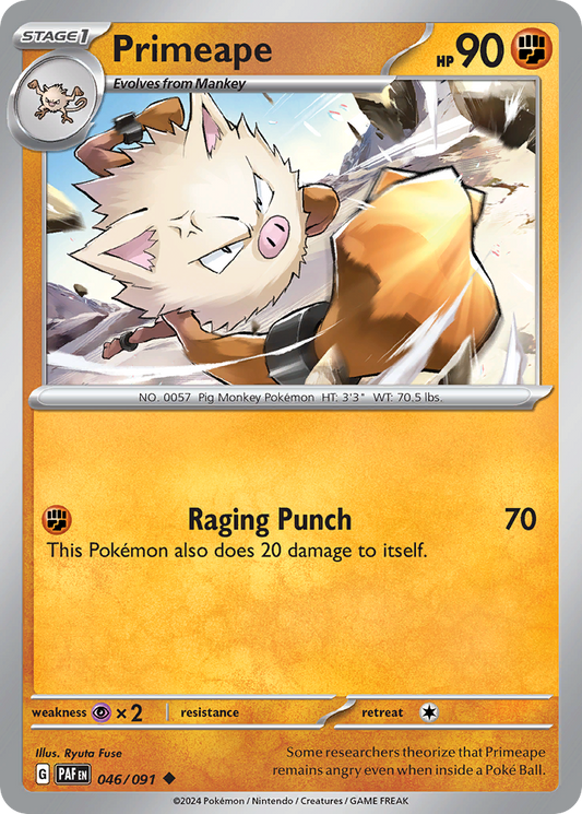 Primeape 46/91 Uncommon | Paldean Fates | Pokemon Card