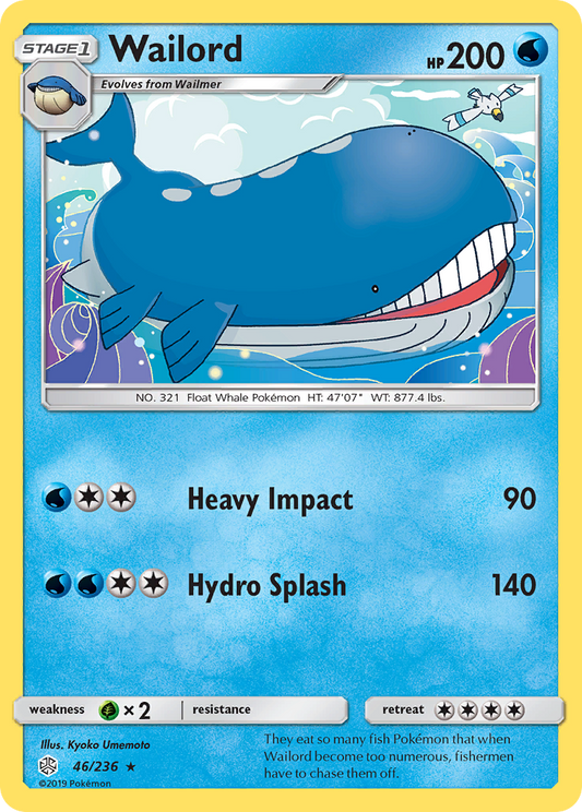 Wailord 46/236 Rare | Cosmic Eclipse | Pokemon Card