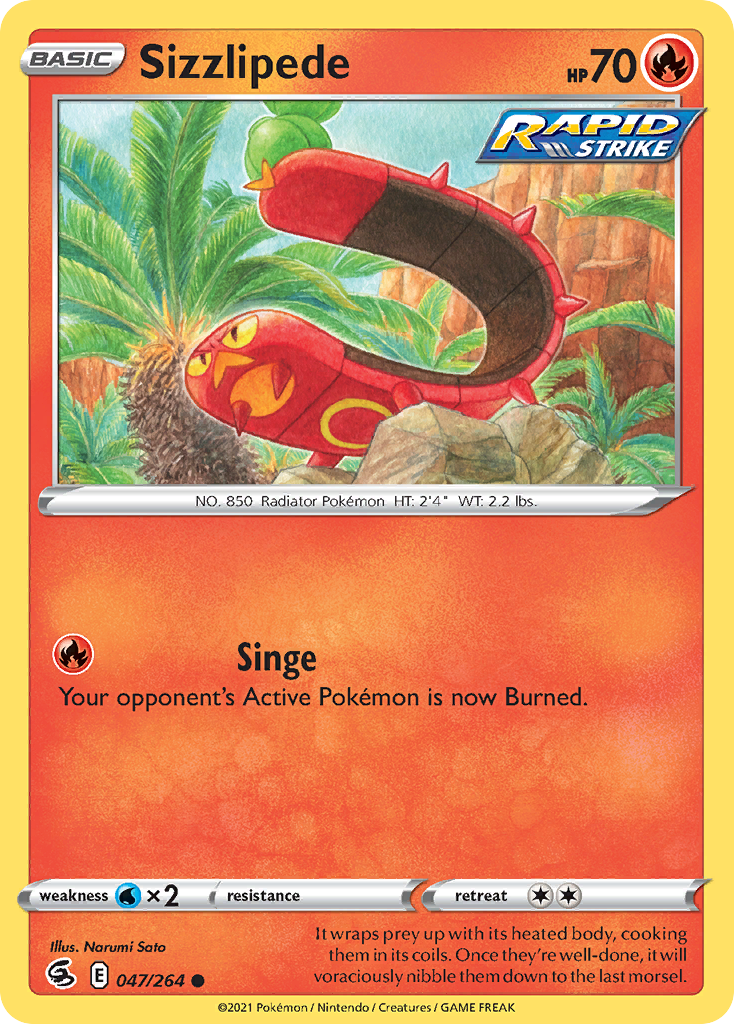 Sizzlipede 47/264 Common | Fusion Strike | Pokemon Card