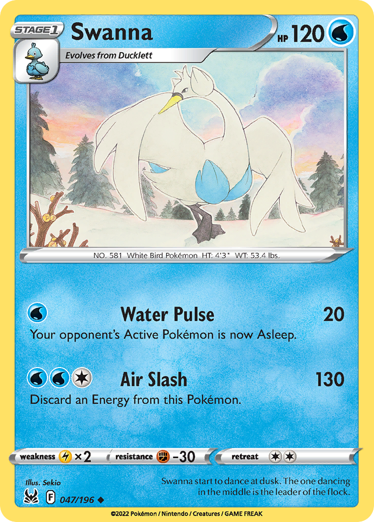 Swanna 47/196 Uncommon | Lost Origin | Pokemon Card