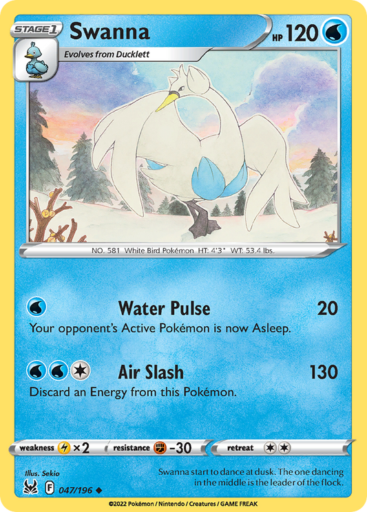 Swanna 47/196 Uncommon | Lost Origin | Pokemon Card