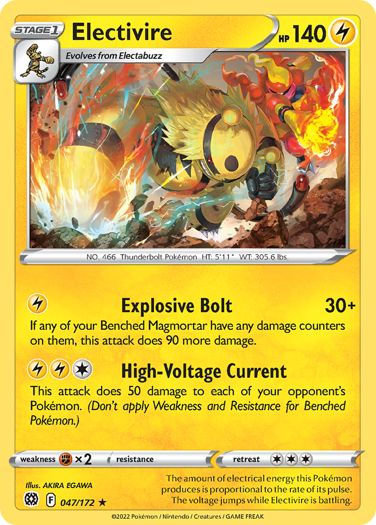 Electivire 47/172 Rare | Brilliant Stars | Pokemon Card