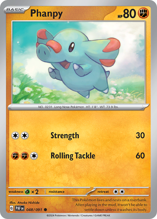 Phanpy 48/91 Common | Paldean Fates | Pokemon Card