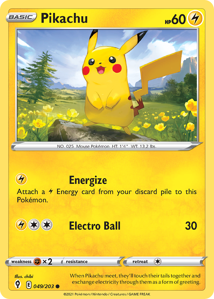 Pikachu 49/203 Common | Evolving Skies | Pokemon Card