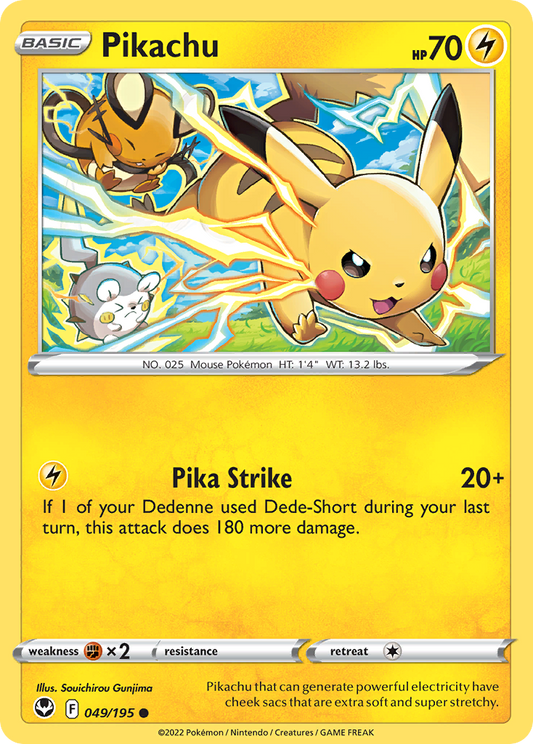 Pikachu 49/195 Common | Silver Tempest | Pokemon Card