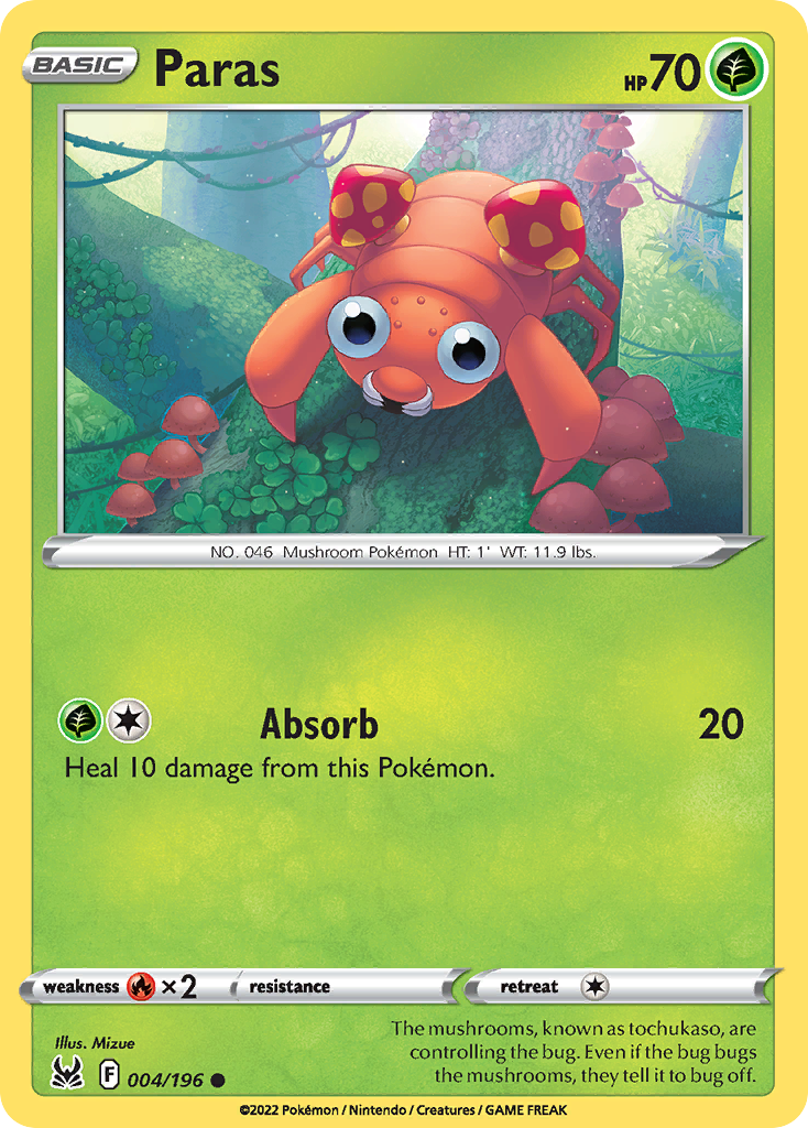 Paras 4/196 Common | Lost Origin | Pokemon Card