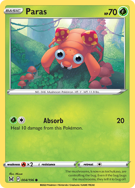 Paras 4/196 Common | Lost Origin | Pokemon Card