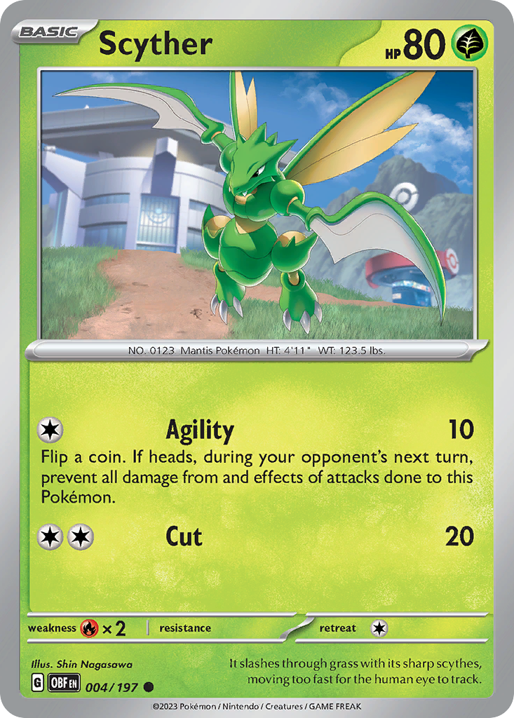 Scyther 4/197 Common | Obsidian Flames | Pokemon Card