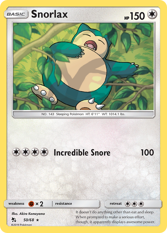 Snorlax 50/68 Rare | Hidden Fates | Pokemon Card