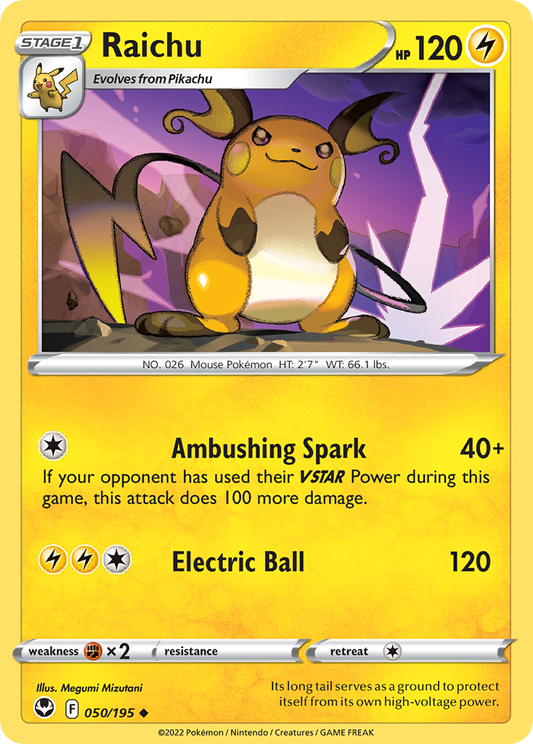 Raichu 50/195 Uncommon | Silver Tempest | Pokemon Card