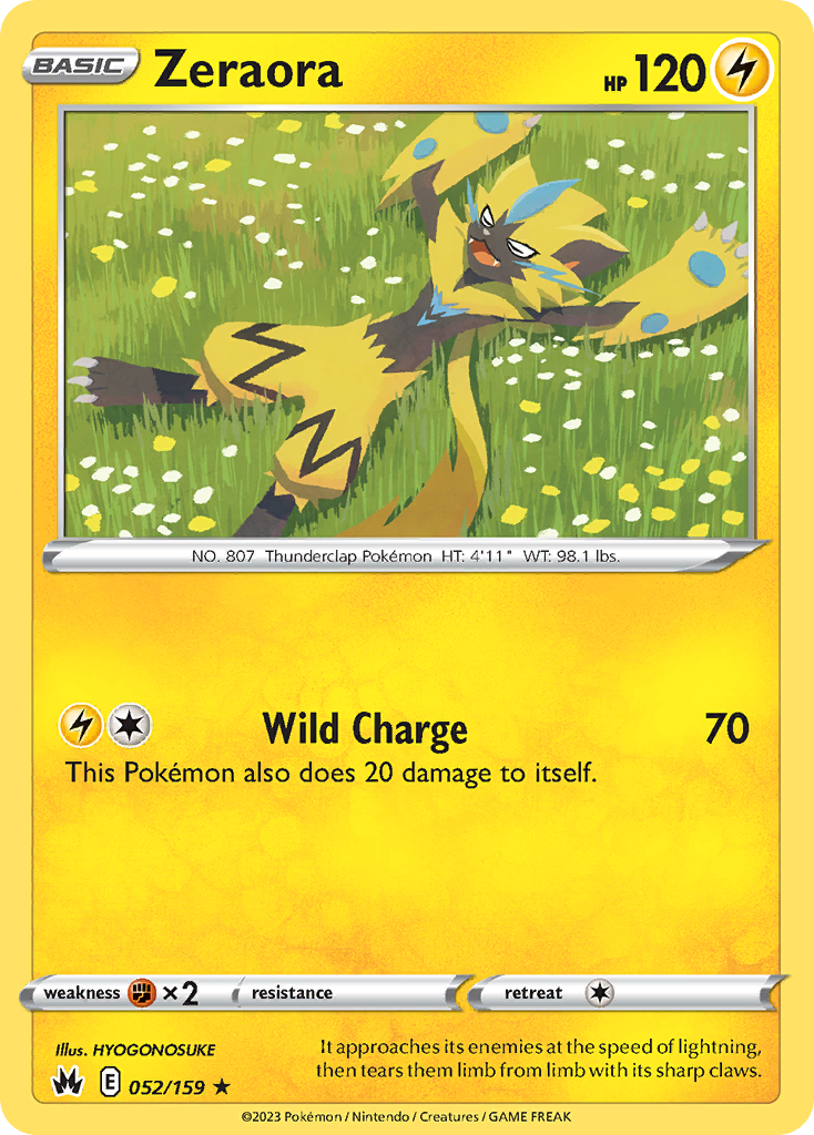 Zeraora 52/159 Rare | Crown Zenith | Pokemon Card