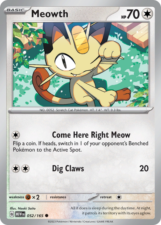 Meowth 52/165 Common | 151 | Pokemon Card