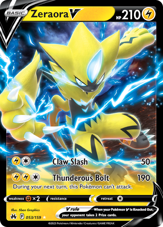 Zeraora V 53/159 Rare Holo V | Crown Zenith | Pokemon Card