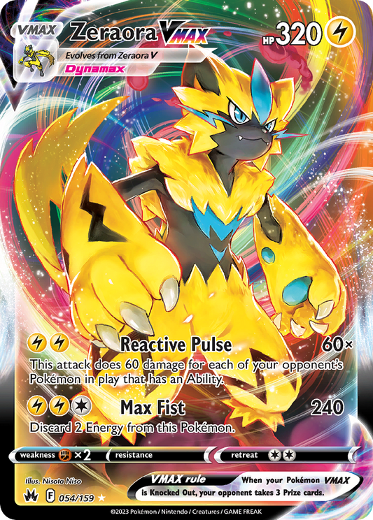 Zeraora VMAX 54/159 Rare Holo VMAX | Crown Zenith | Pokemon Card