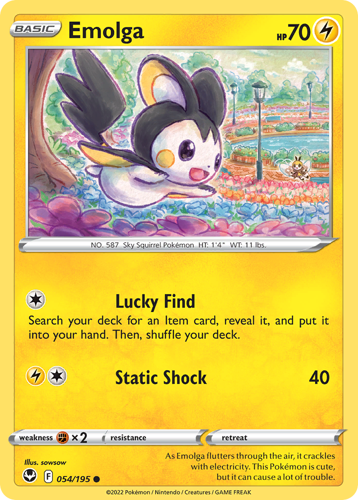 Emolga 54/195 Common | Silver Tempest | Pokemon Card