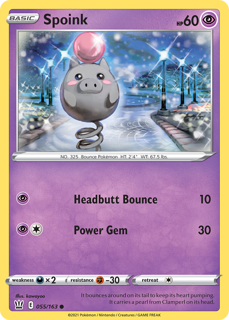 Spoink 55/163 Common | Battle Styles | Pokemon Card