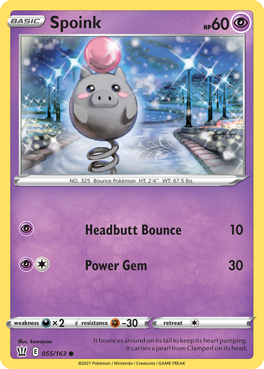 Spoink 55/163 Common | Battle Styles | Pokemon Card