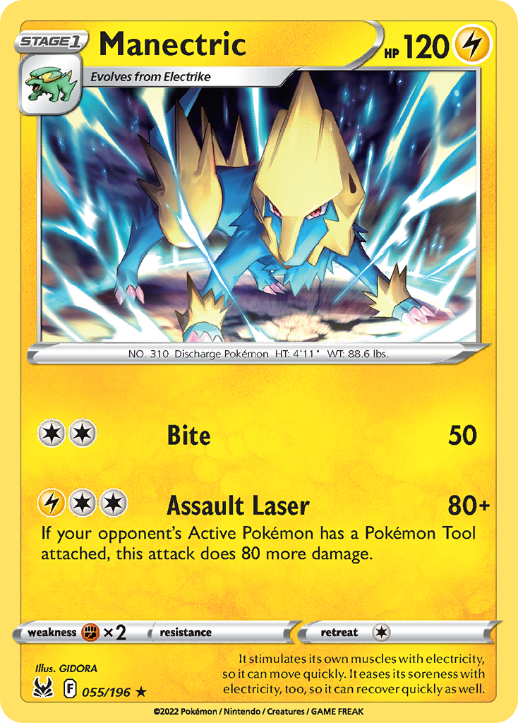 Manectric 55/196 Rare | Lost Origin | Pokemon Card