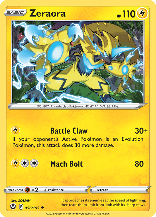 Zeraora 56/195 Rare | Silver Tempest | Pokemon Card