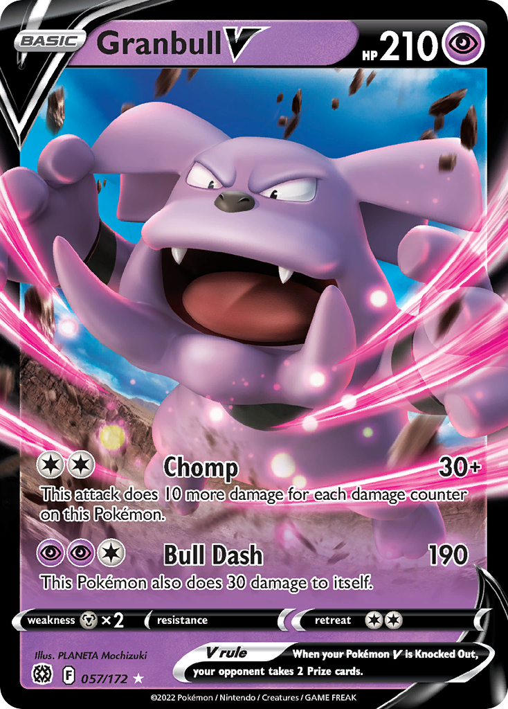 Granbull V 57/172 Rare Holo V | Brilliant Stars | Pokemon Card