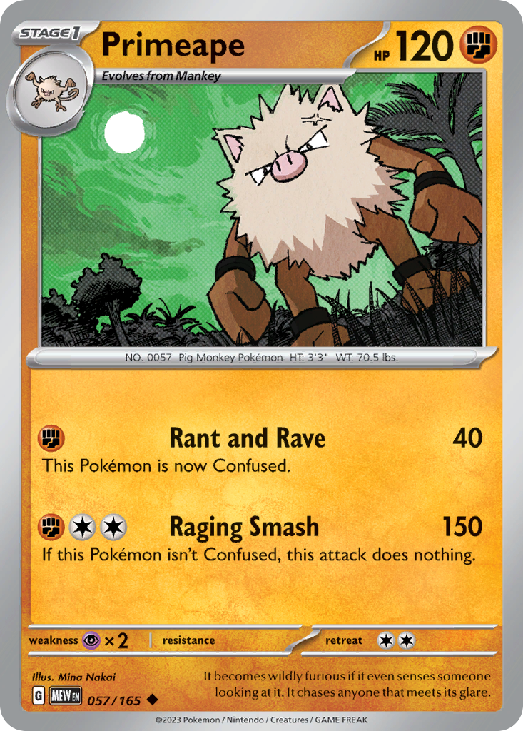 Primeape 57/165 Uncommon | 151 | Pokemon Card