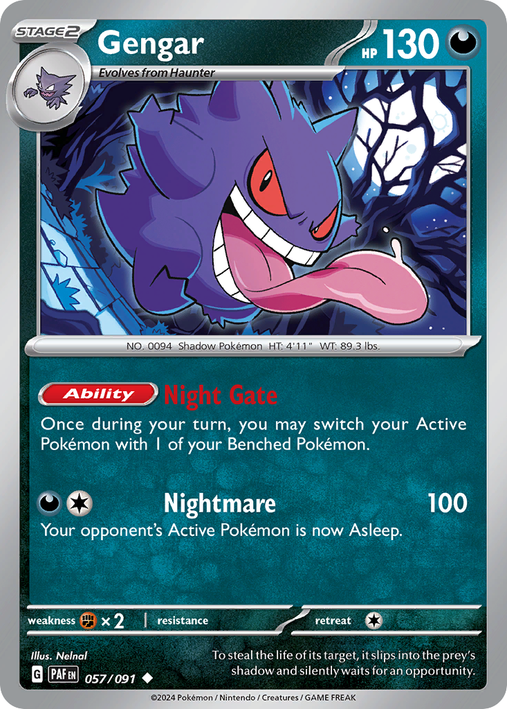 Gengar 57/91 Uncommon | Paldean Fates | Pokemon Card