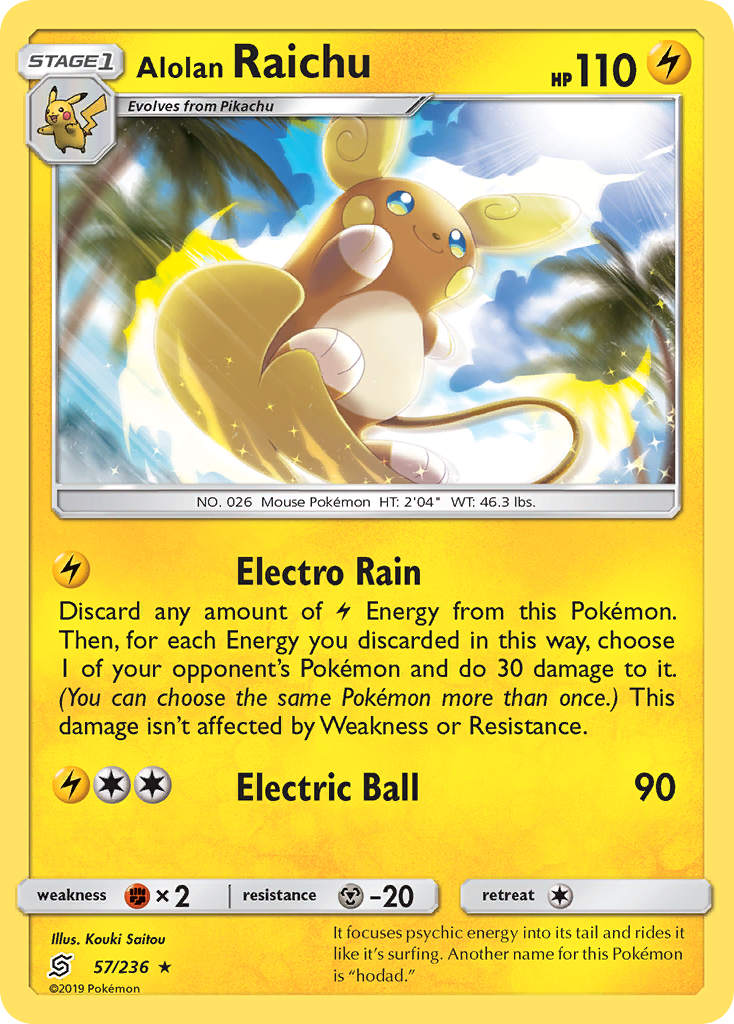 Alolan Raichu 57/236 Rare Holo | Unified Minds | Pokemon Card