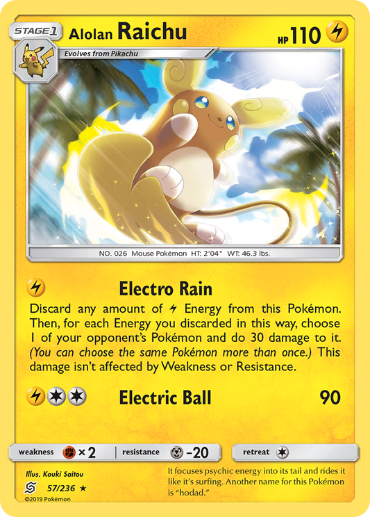 Alolan Raichu 57/236 Rare Holo | Unified Minds | Pokemon Card