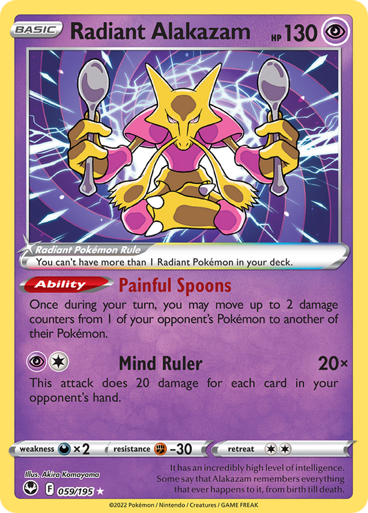 Radiant Alakazam 59/195 Radiant Rare | Silver Tempest | Pokemon Card