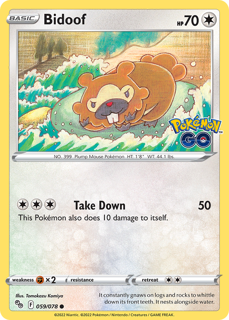 Bidoof 59/78 Common | Pokémon GO | Pokemon Card