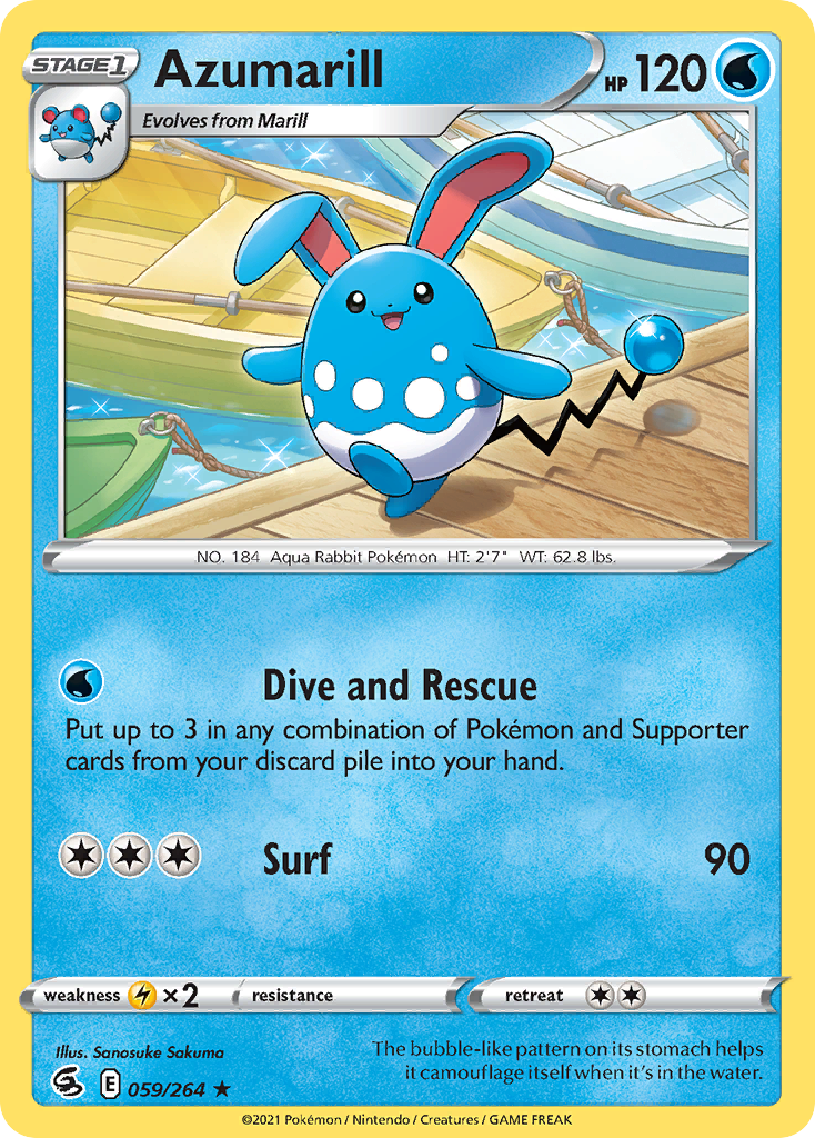 Azumarill 59/264 Rare | Fusion Strike | Pokemon Card