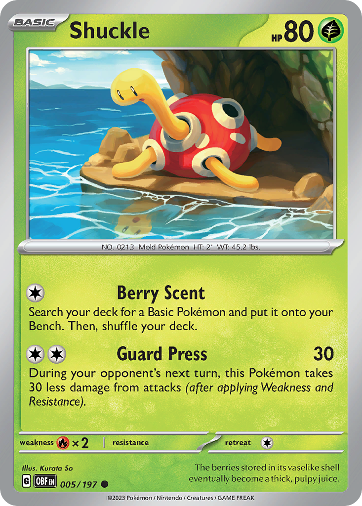 Shuckle 5/197 Common | Obsidian Flames | Pokemon Card