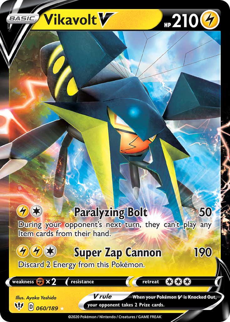 Vikavolt V 60/189 Rare Holo V | Darkness Ablaze | Pokemon Card