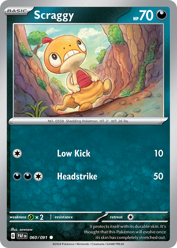 Scraggy 60/91 Common | Paldean Fates | Pokemon Card