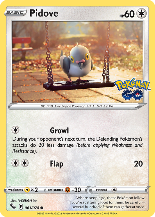 Pidove 61/78 Common | Pokémon GO | Pokemon Card