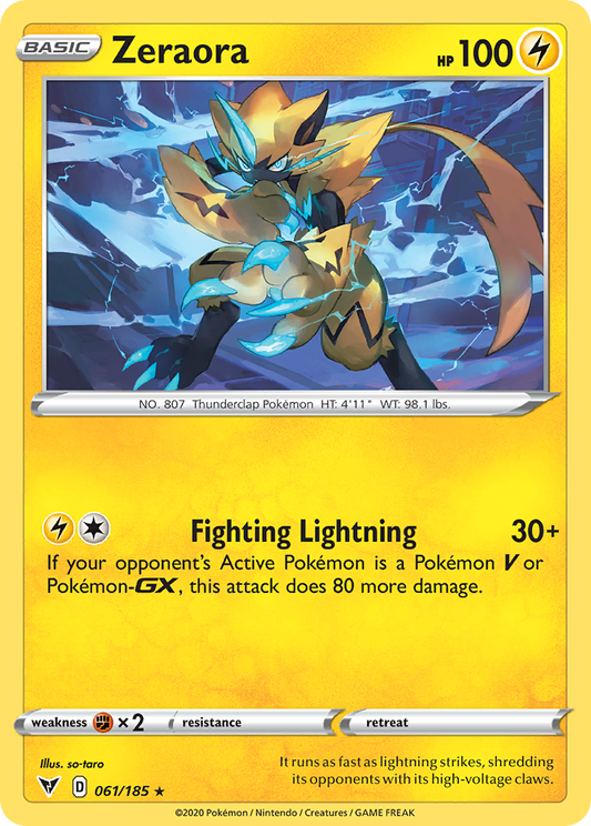 Zeraora 61/185 Rare Holo | Vivid Voltage | Pokemon Card